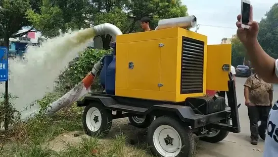 Bomba de aguas residuales autocebante sin obstrucciones impulsada por motor diésel montada en remolque de dos ruedas, bombas de lodo diésel, bomba de grava diésel, bomba de aguas residuales periférica diésel